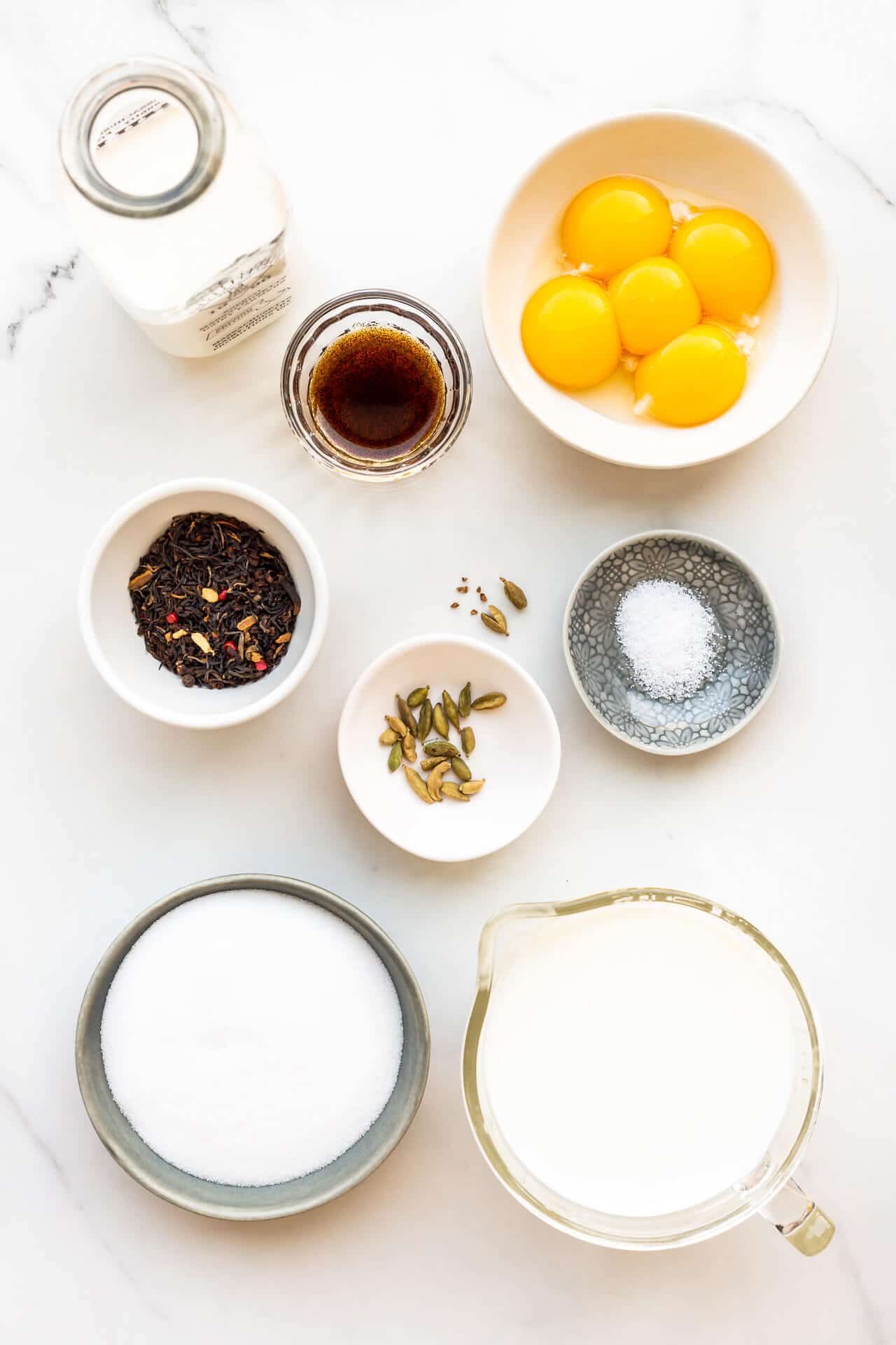 Ingredients for masala chai ice cream