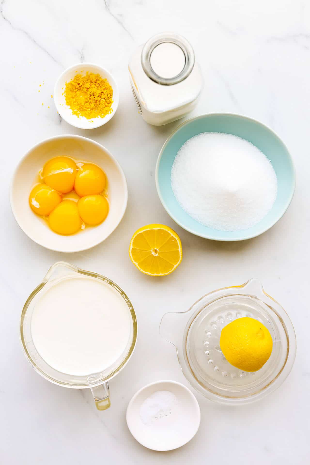 Ingredients for lemon custard ice cream measured out