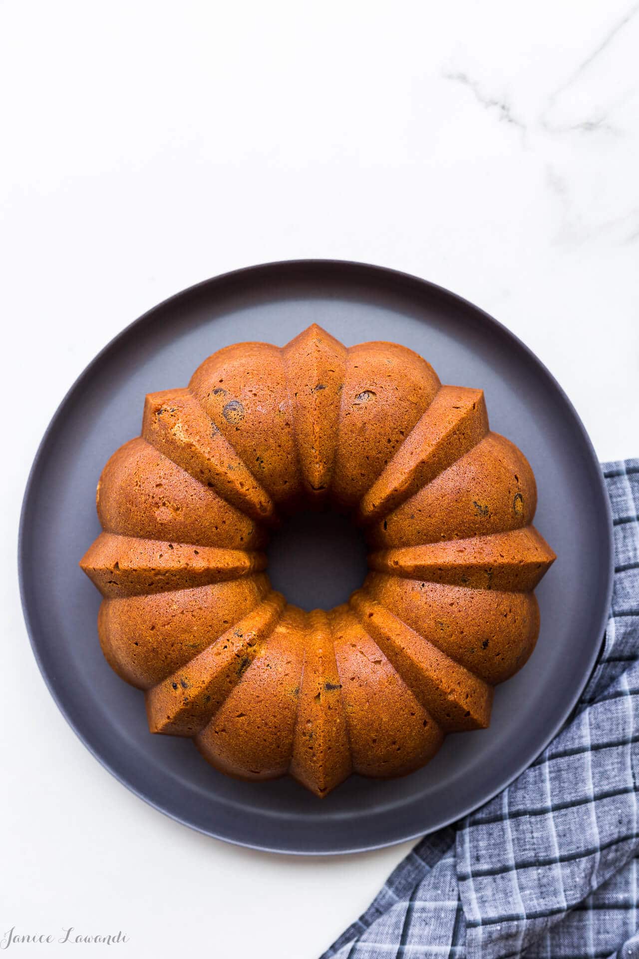 Easy chocolate chip bundt cake unglazed