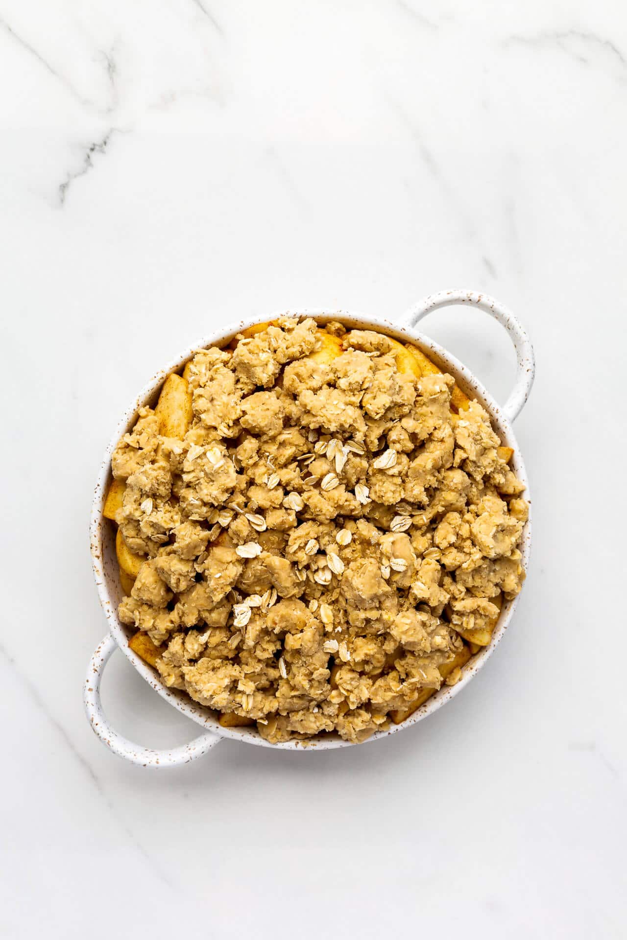 Apple crisp ready for the oven