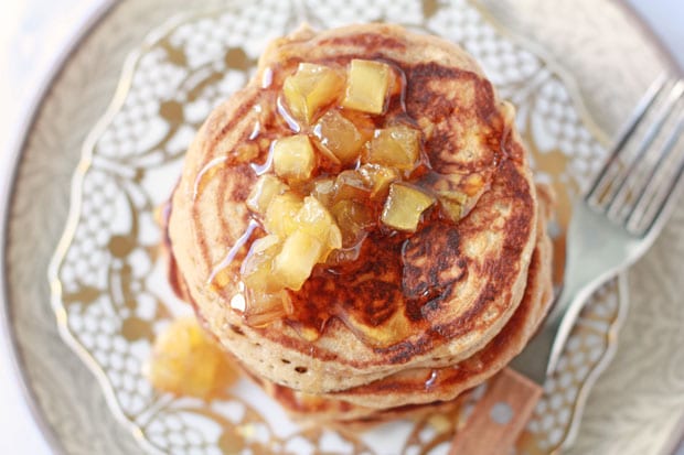 Spiced buttermilk pancakes with maple apple syrup