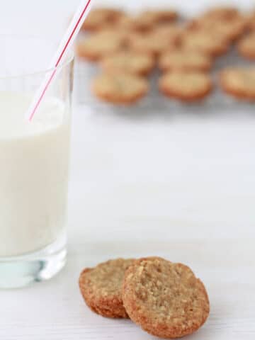 Homemade oatmeal cookies and a glass of milk make the best snack