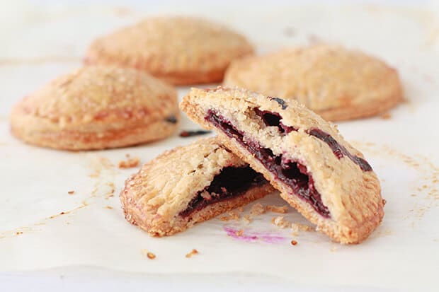 Homemade blueberry hand pies with a fresh blueberry filling.