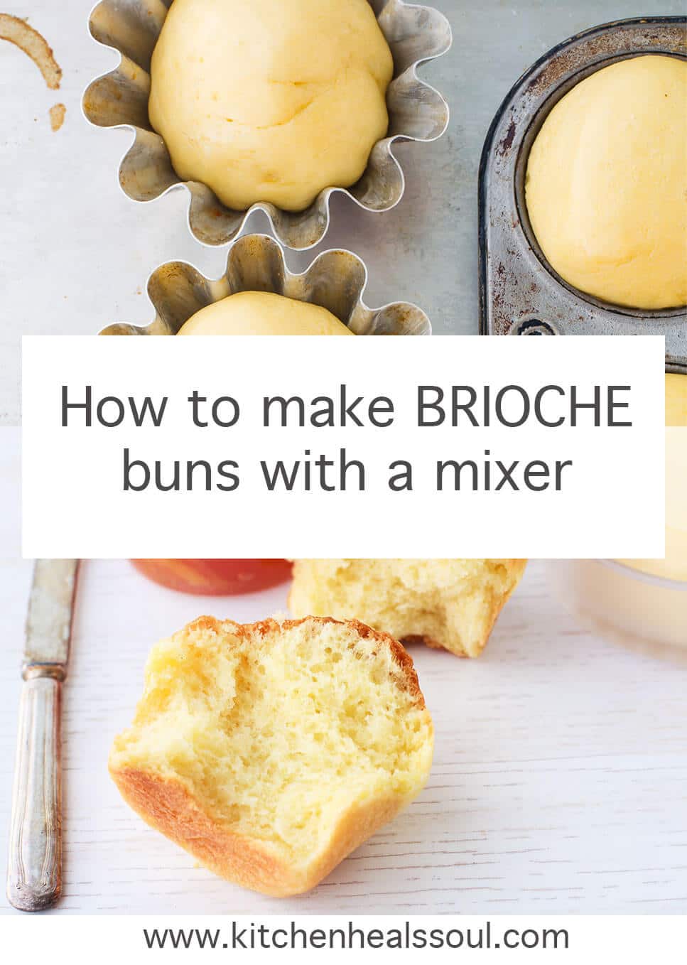 How to make brioche buns with step-by-step photos to show buns before and after baking.