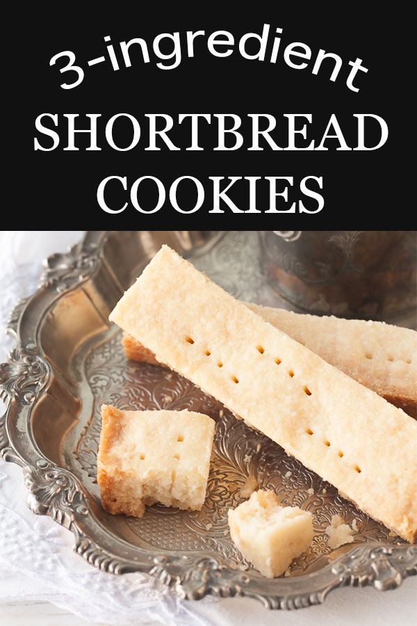 Traditional 3 ingredient shortbread cookies sliced into bars and poked with holes