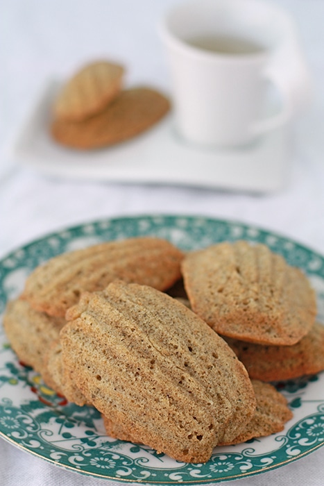 A plate of jasmine tea madeleines