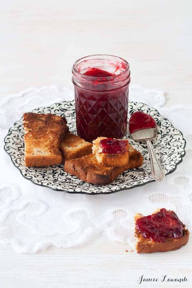 Spiced plum jam with toast