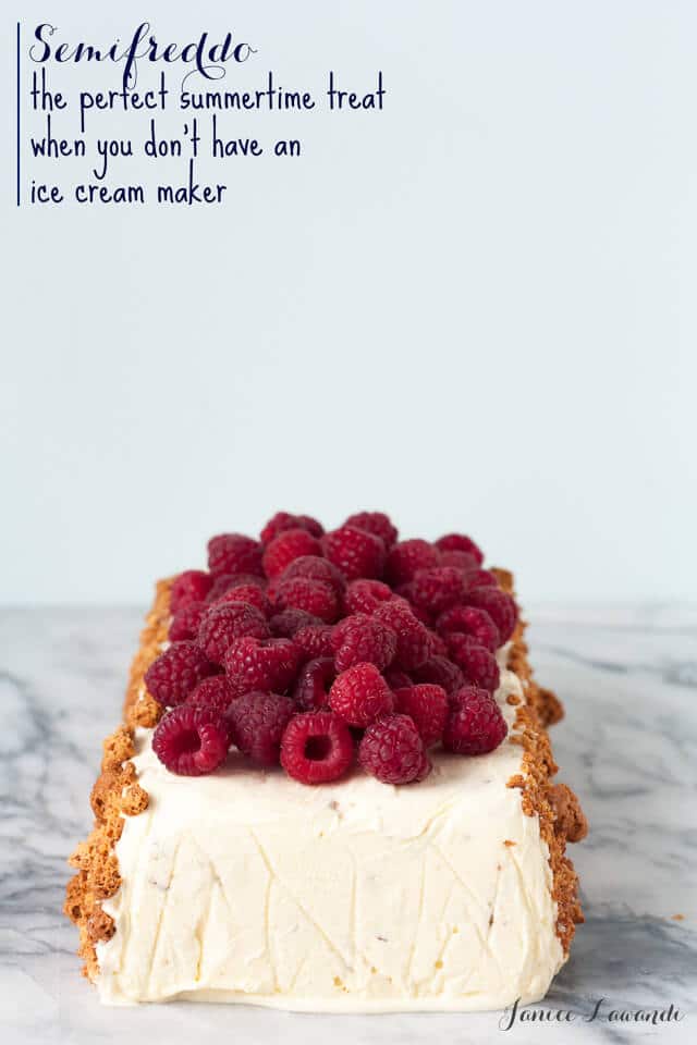 raspberry amaretti semifreddo