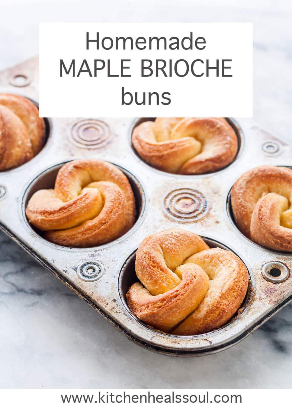 Maple brioche buns shaped like flowers and baked in muffin tin