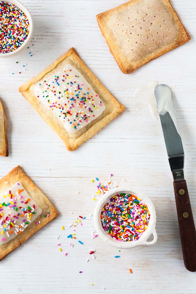 Homemade pop tarts with rhubarb apple filling and sprinkles
