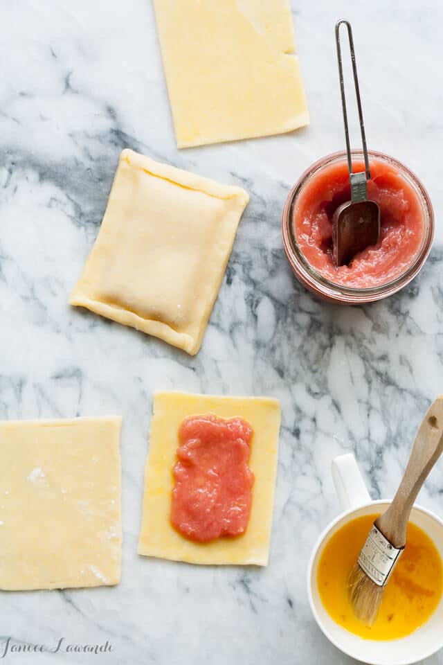 Making rhubarb apple pop tarts