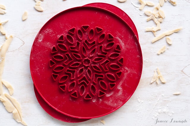 Nordicware pie crust cutter to make intricate pie crust designs.