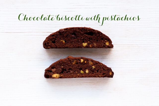 Chocolate biscotti with pistachios