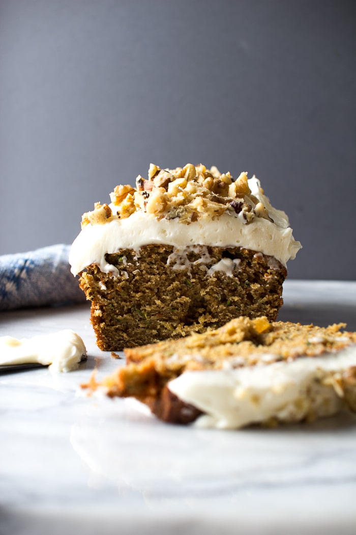 Carrot zucchini bread with cream cheese frosting