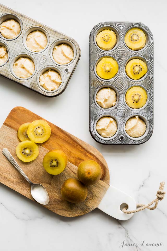 Topping coconut financiers with Zespri SunGold kiwis | @ktchnhealssoul