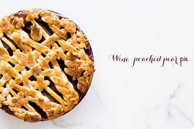 wine-poached pear pie