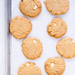 Chewy peanut butter and white chocolate chunk cookies