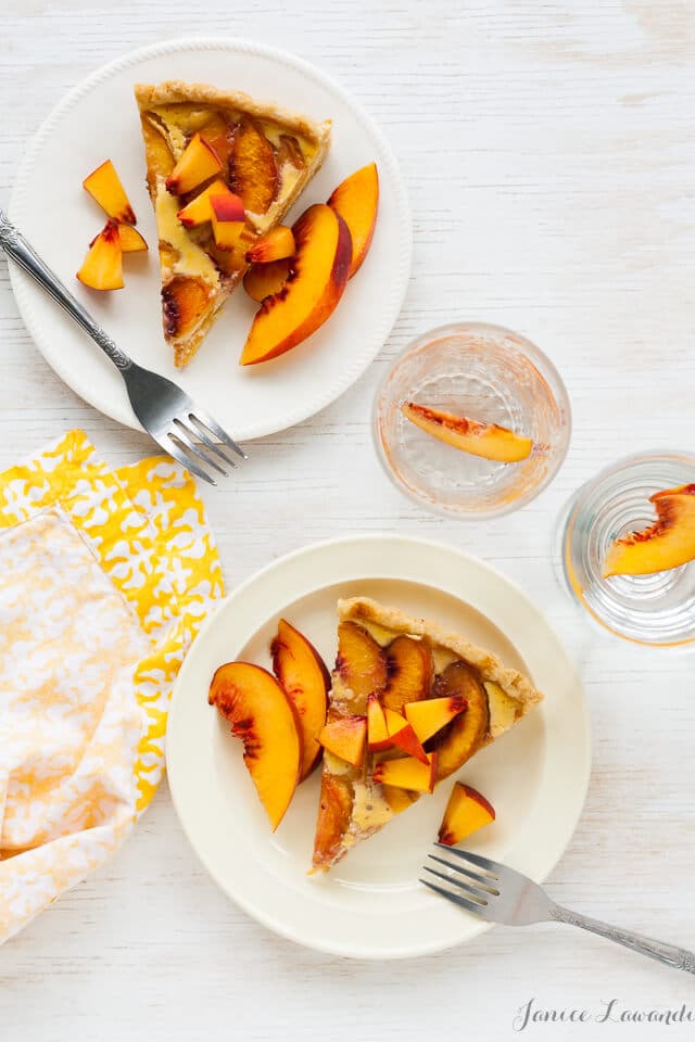 Fresh peach ricotta tart