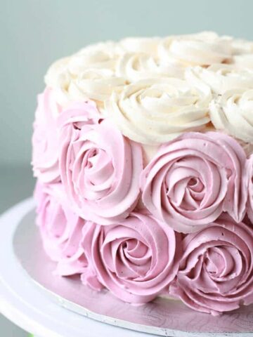 Italian meringue buttercream piped with 1M Wilton tip to make a rose cake