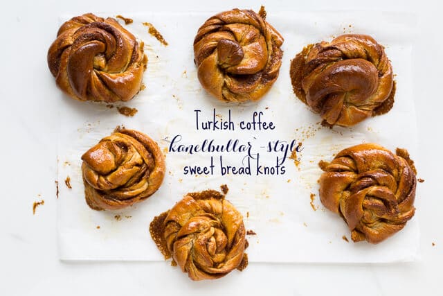 Turkish coffee kanelbullar-style knots: buns flavoured with cardamom and coffeee