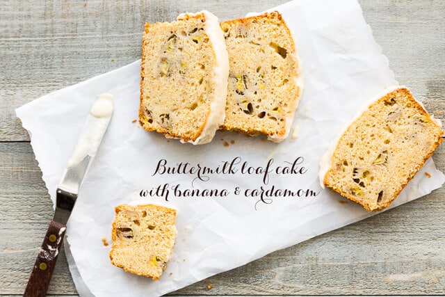 Cardamom & cocoa nib banana bread with coconut frosting - the tasty other