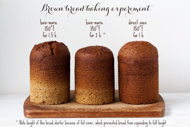 Brown bread baking experiment to compare steaming bain marie vs baking directly in the oven