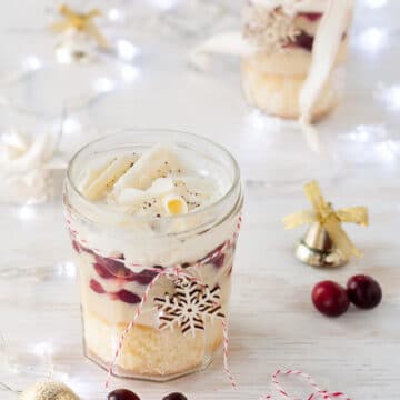 Christmas trifles with boozy eggnog and cranberries