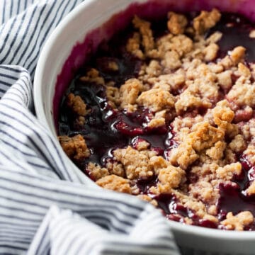 Concord grape and peanut butter crumble topping