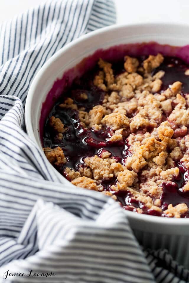 Concord grape and peanut butter crumble topping