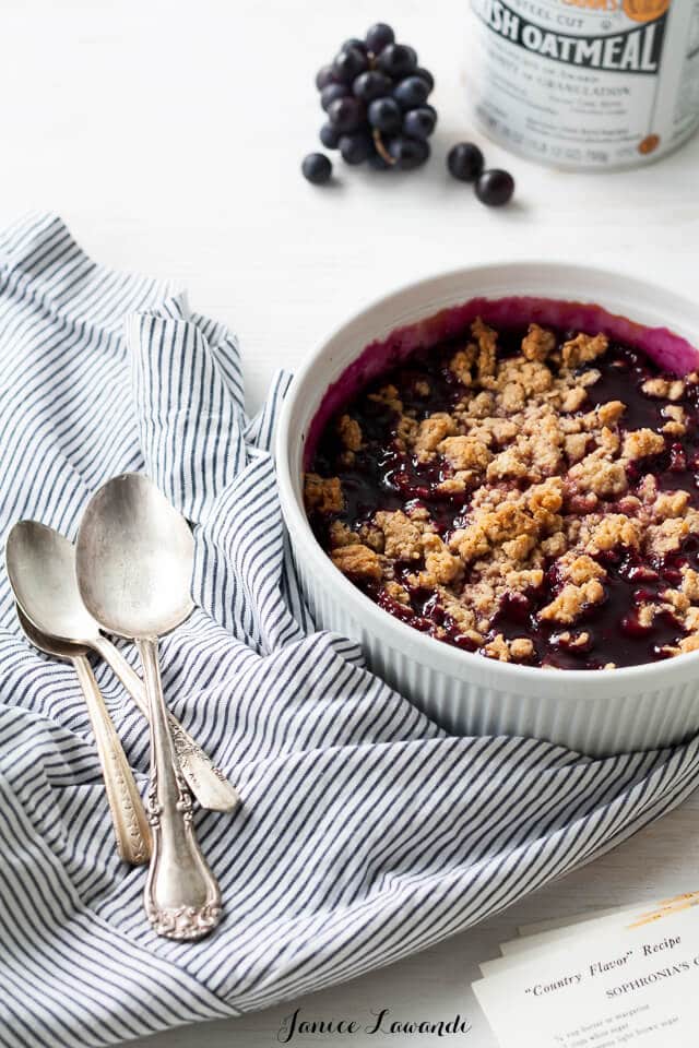 Concord grape and peanut butter crumble