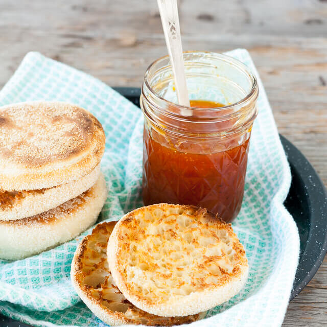 Honey apricot jam with a little tea