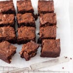 Popcorn brittle brownies are chewy with a good brownie edge