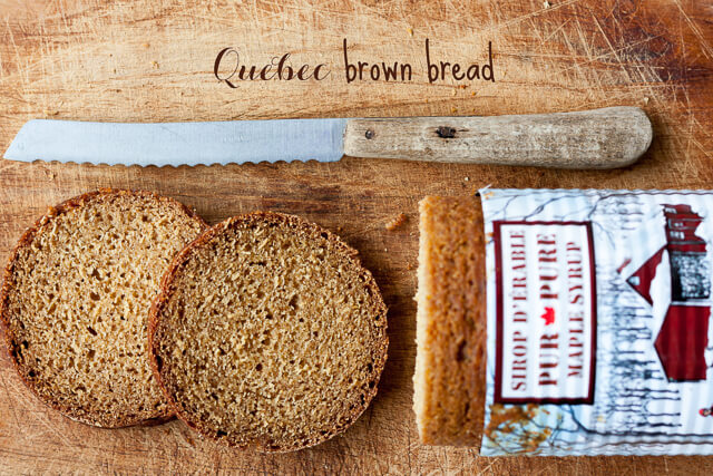 Quebec brown bread baked in a can and sliced