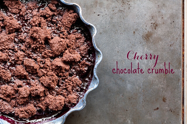 Sweet cherry chocolate crumble