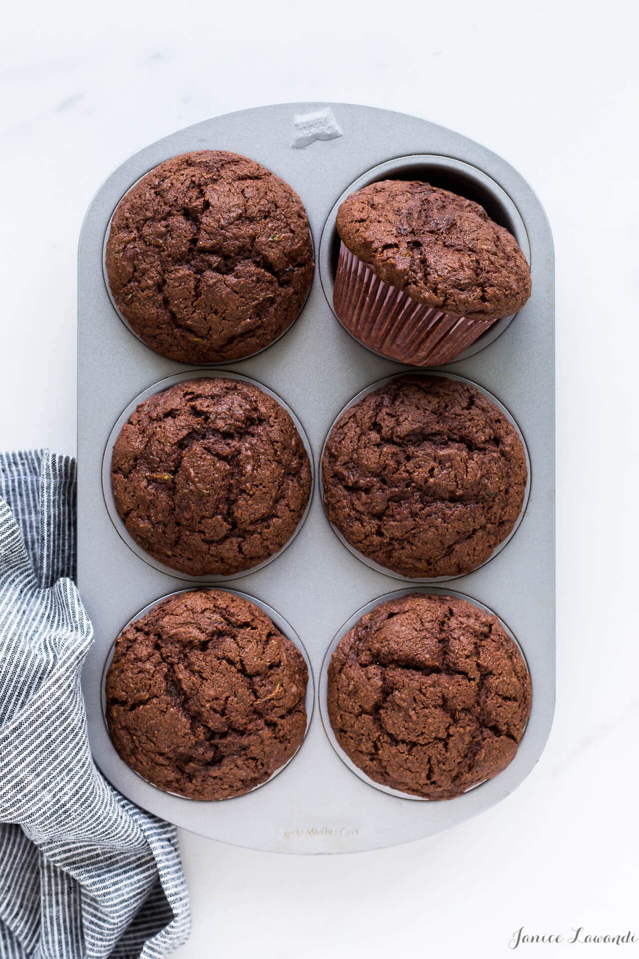 Zucchini chocolate muffins baked