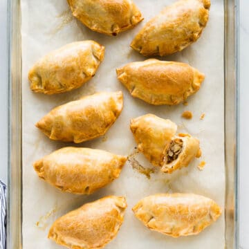 Savoury pork and apple pies with Maple Leaf shredded pork, thyme and apple chunks