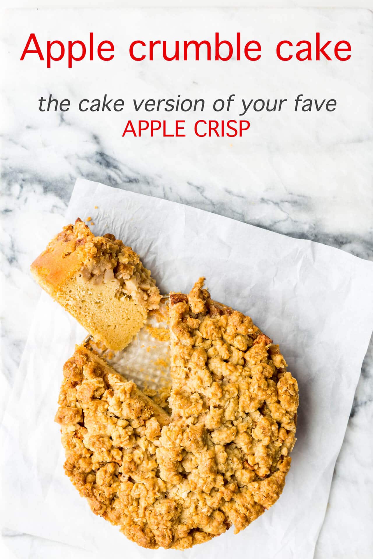 Apple crumble cake is the cake version of your favorite apple crisp dessert