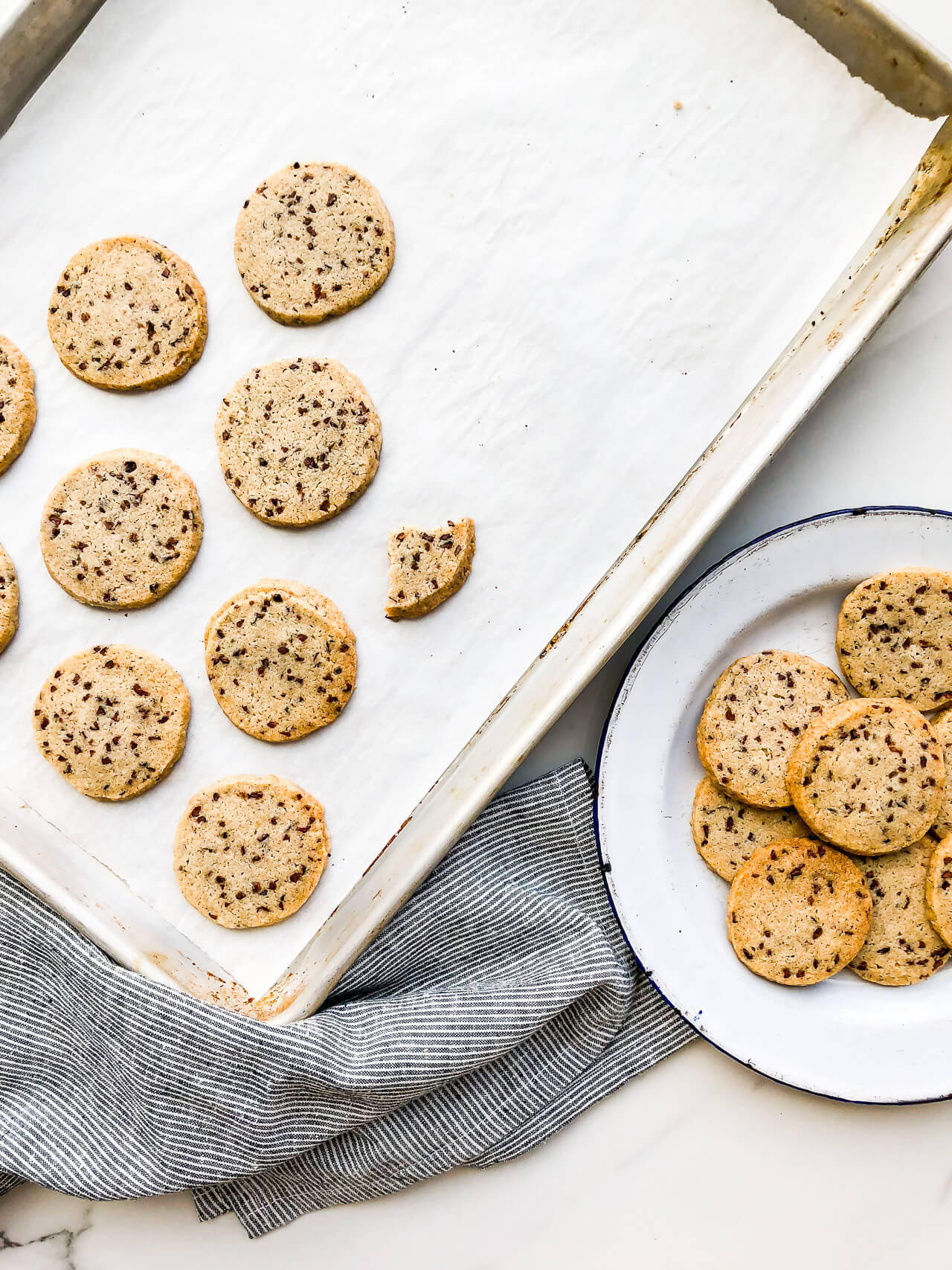 a sheet pan of shortbread cookies