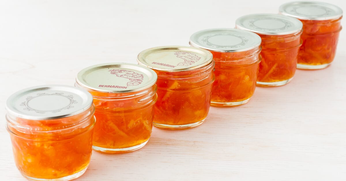 6 small jars of homemade orange marmalade