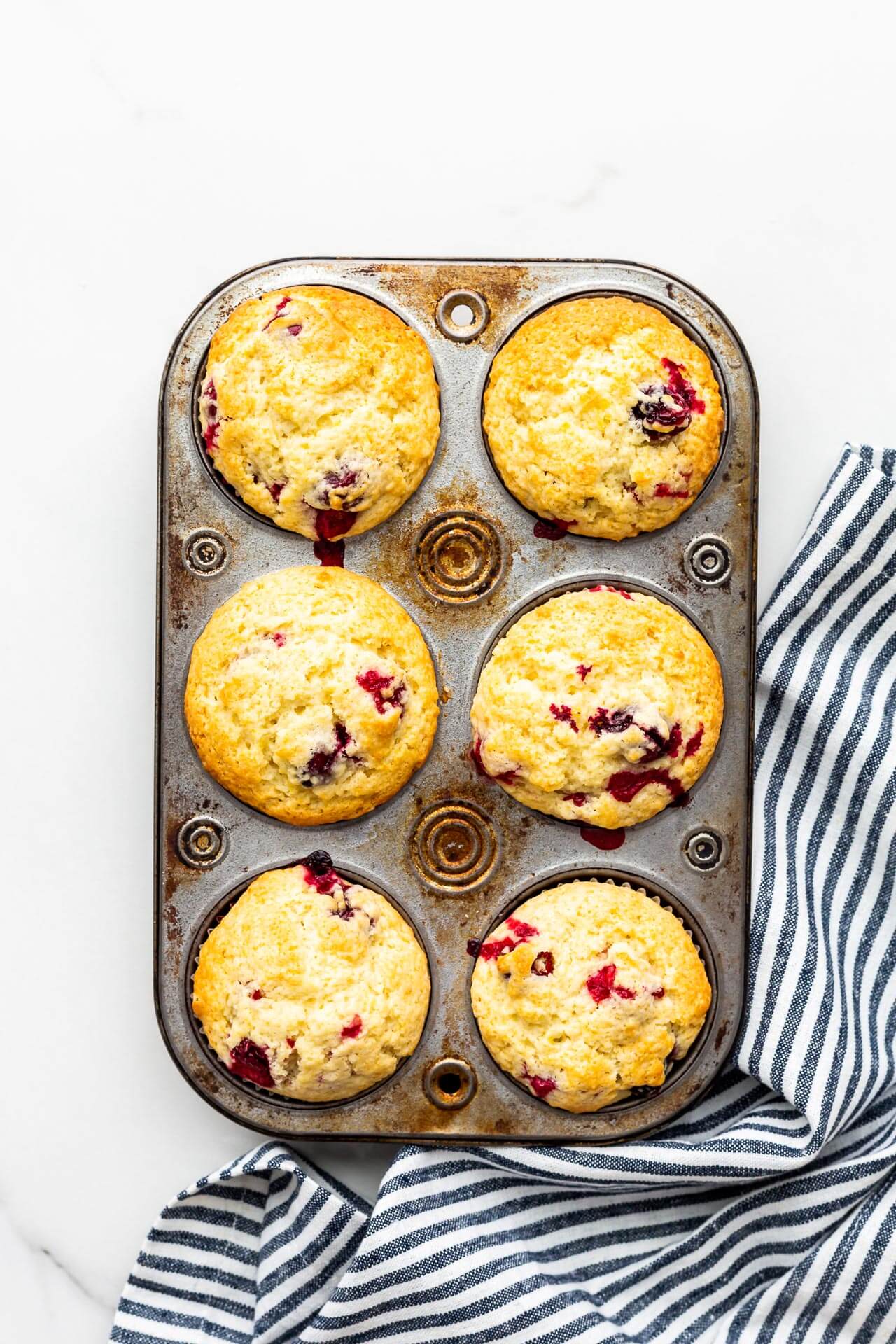 Cranberry lemon muffins after baking.