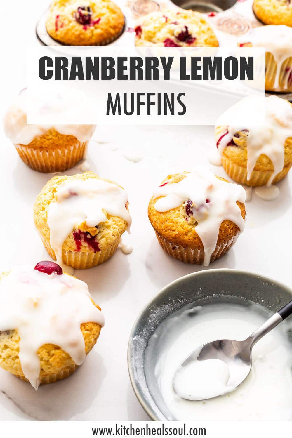 Glazed lemon cranberry muffins.