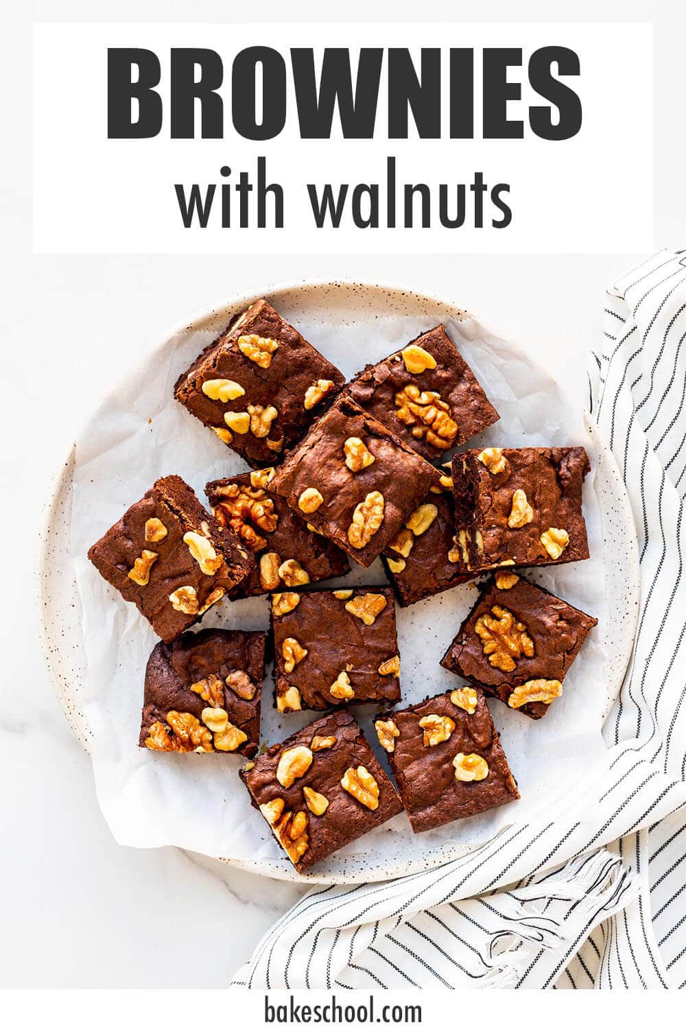 A plate of brownies with walnuts