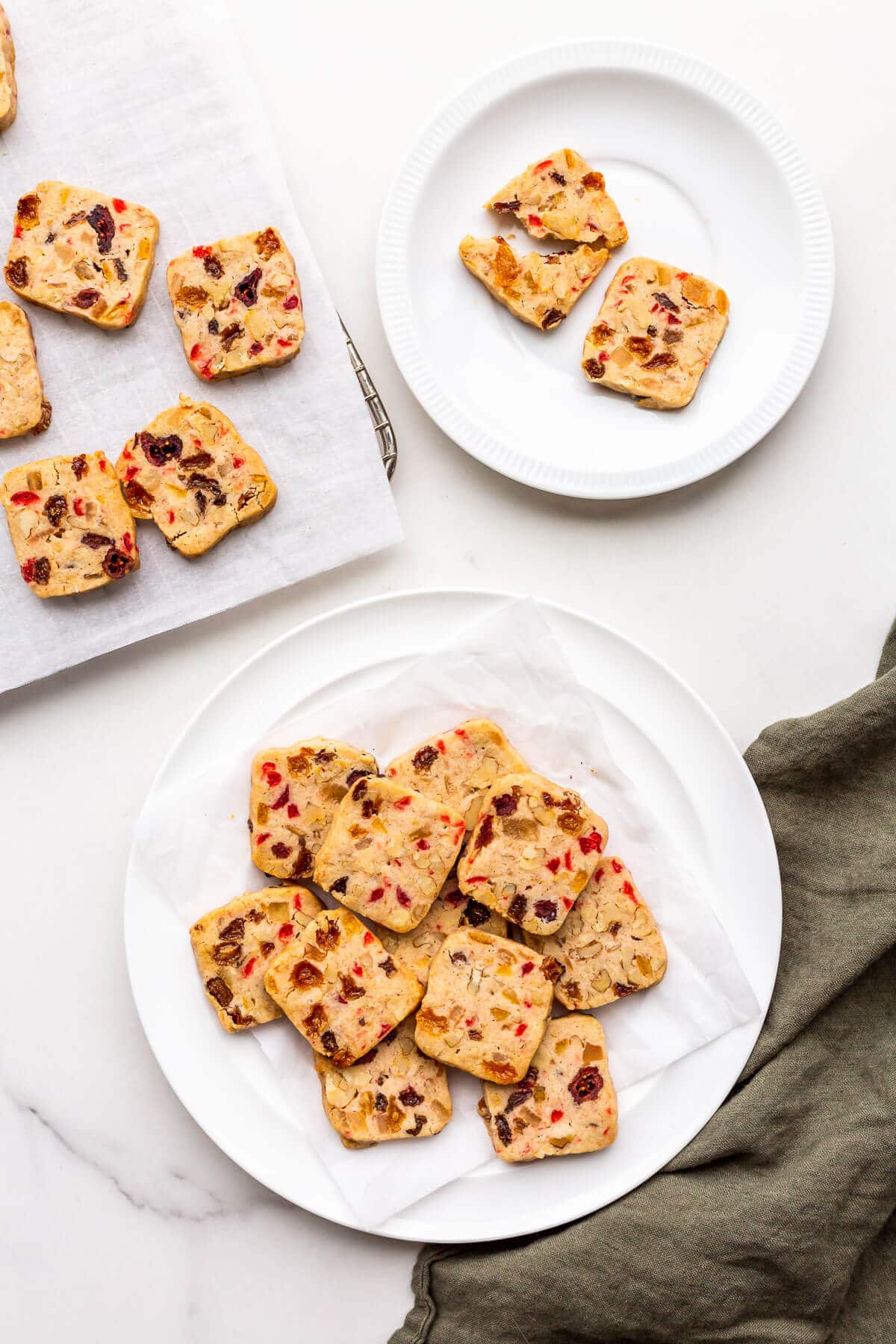 A plate of fruitcake cookies ready to be served.