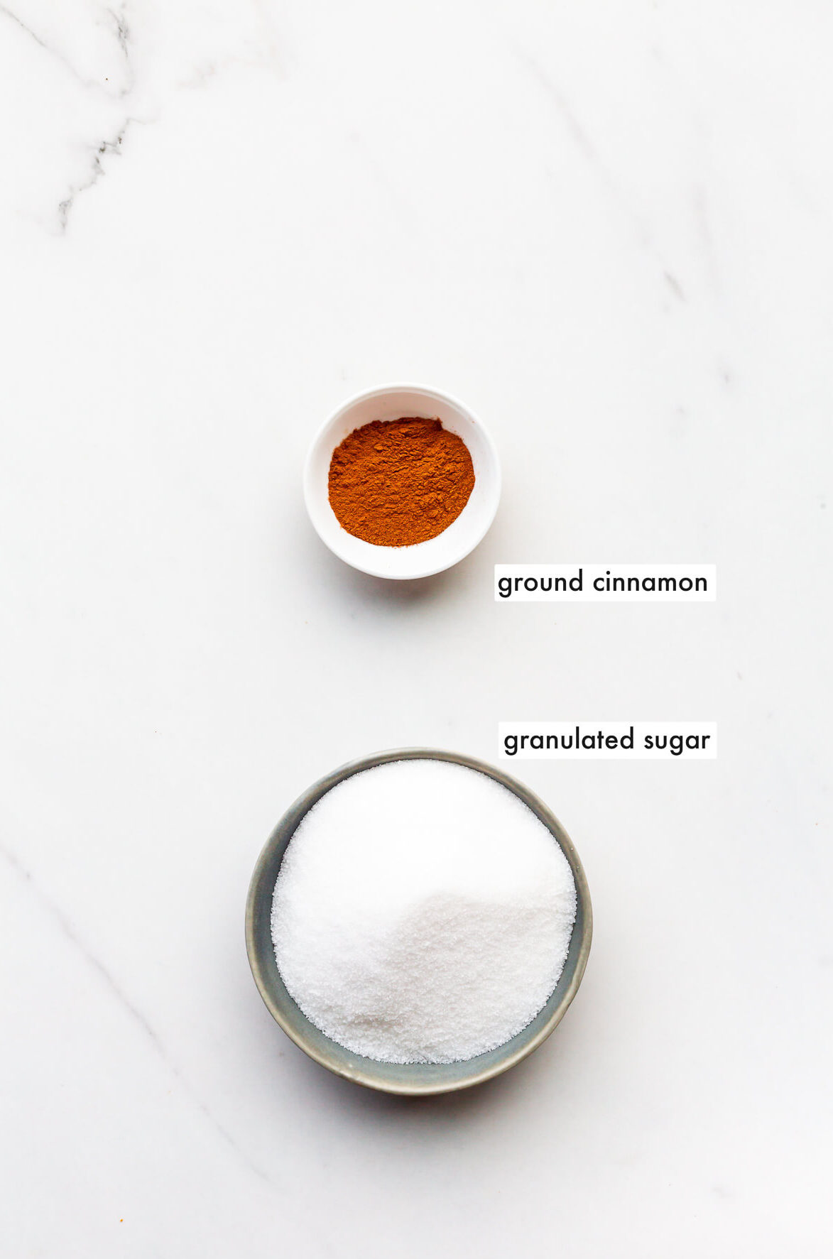 Ingredients to make cinnamon sugar from scratch.