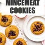 Mincemeat cookies with mincemeat filling on top.