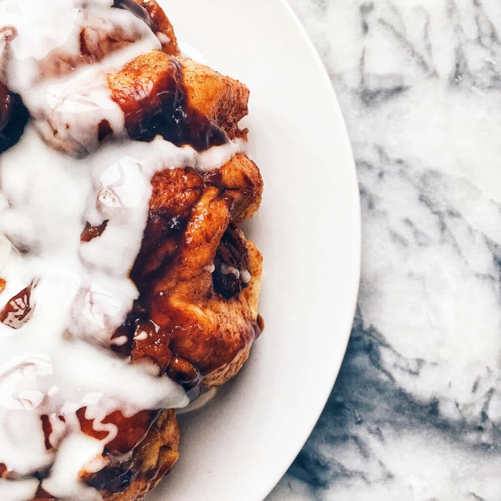 Cinnamon Monkey Bread Mini Bundts with Cream Cheese Glaze - Nordic Ware