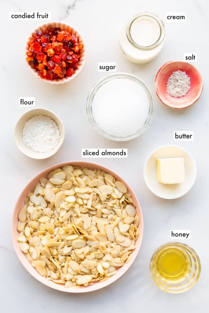 Ingredients to make florentine cookies measured out.