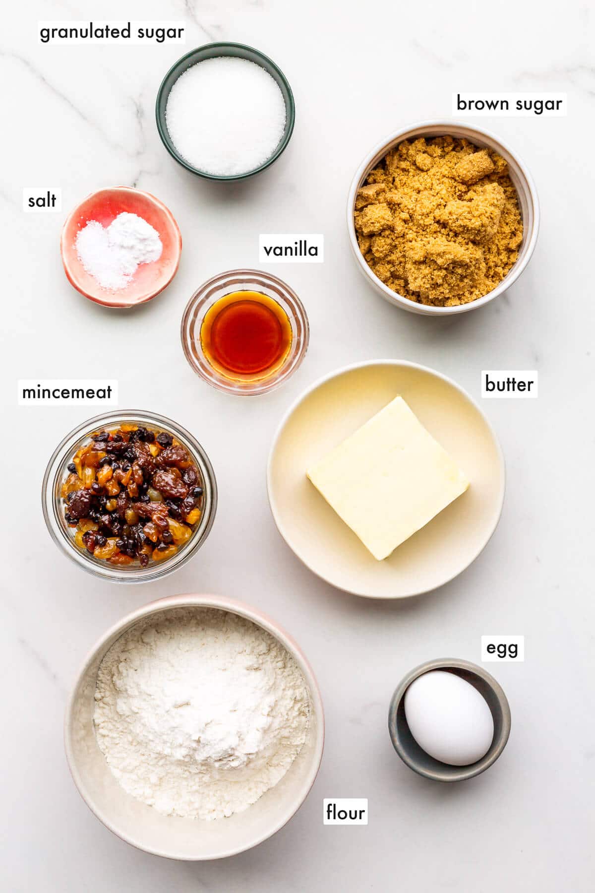 Ingredients to make mincemeat cookies.