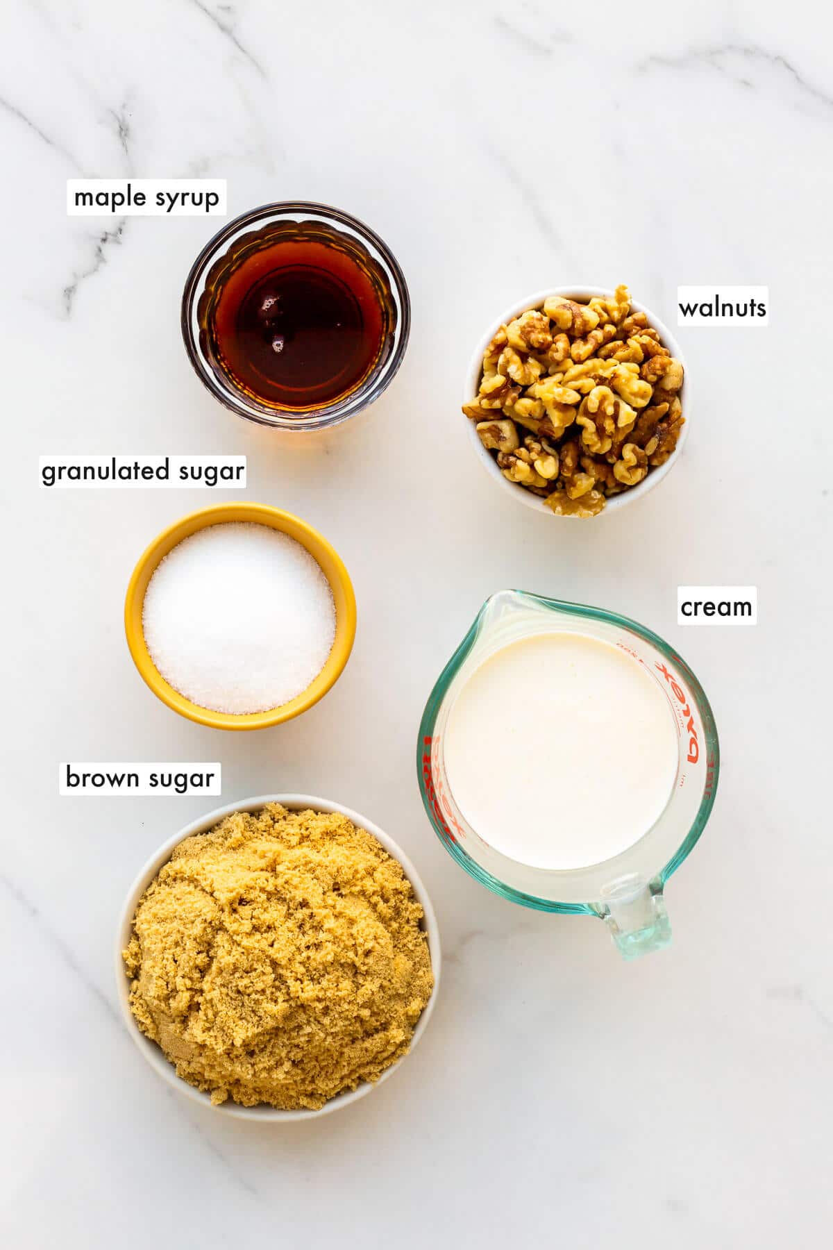 Ingredients to make maple fudge measured out.