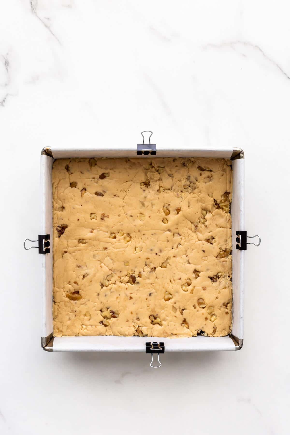 A pan of maple fudge ready to unmould and cut into squares.